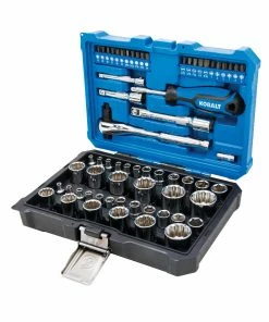 Kobalt Mechanics Tool Sets 64-Piece Standard (SAE) and Metric Combination Polished Chrome Mechanics Tool Set (1/4-in; 3/8-in; 1/2-in;)