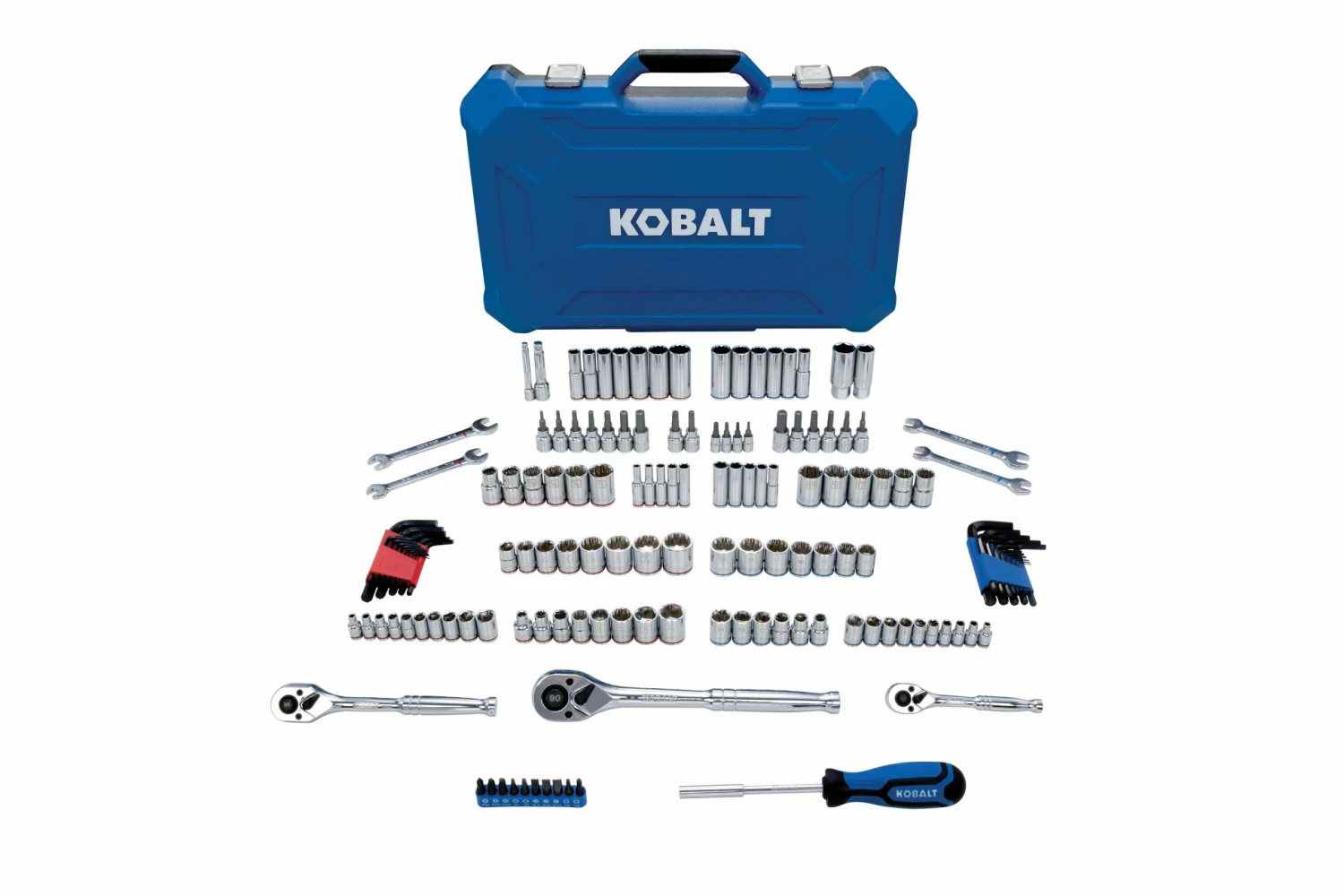Kobalt Mechanics Tool Sets 154-Piece Standard (SAE) and Metric Combination Polished Chrome Mechanics Tool Set (1/4-in; 3/8-in) 2 Kobalt Mechanics Tool Sets 154-Piece Standard (SAE) and Metric Combination Polished Chrome Mechanics Tool Set (1/4-in; 3/8-in) - Image 2