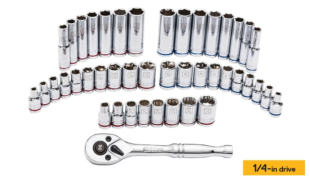 Kobalt Mechanics Tool Sets 129-Piece Standard (SAE) and Metric Combination Polished Chrome Mechanics Tool Set (1/4-in; 3/8-in) 3 Kobalt Mechanics Tool Sets 129-Piece Standard (SAE) and Metric Combination Polished Chrome Mechanics Tool Set (1/4-in; 3/8-in) - Image 3