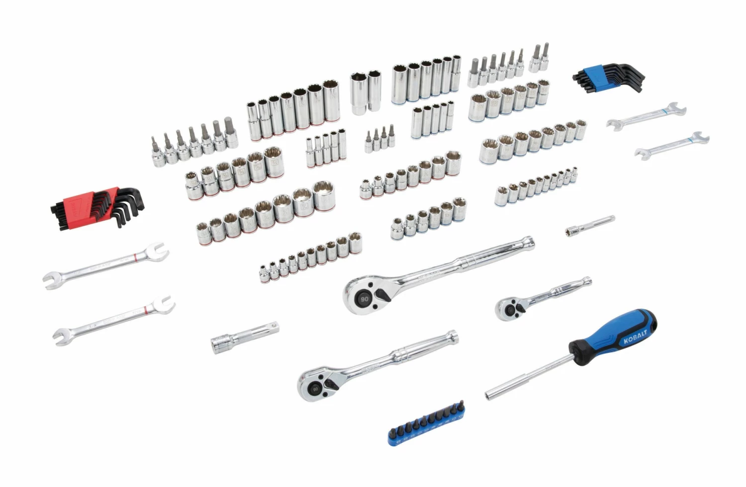 Kobalt Mechanics Tool Sets 154-Piece Standard (SAE) and Metric Combination Polished Chrome Mechanics Tool Set (1/4-in; 3/8-in) 3 Kobalt Mechanics Tool Sets 154-Piece Standard (SAE) and Metric Combination Polished Chrome Mechanics Tool Set (1/4-in; 3/8-in) - Image 3
