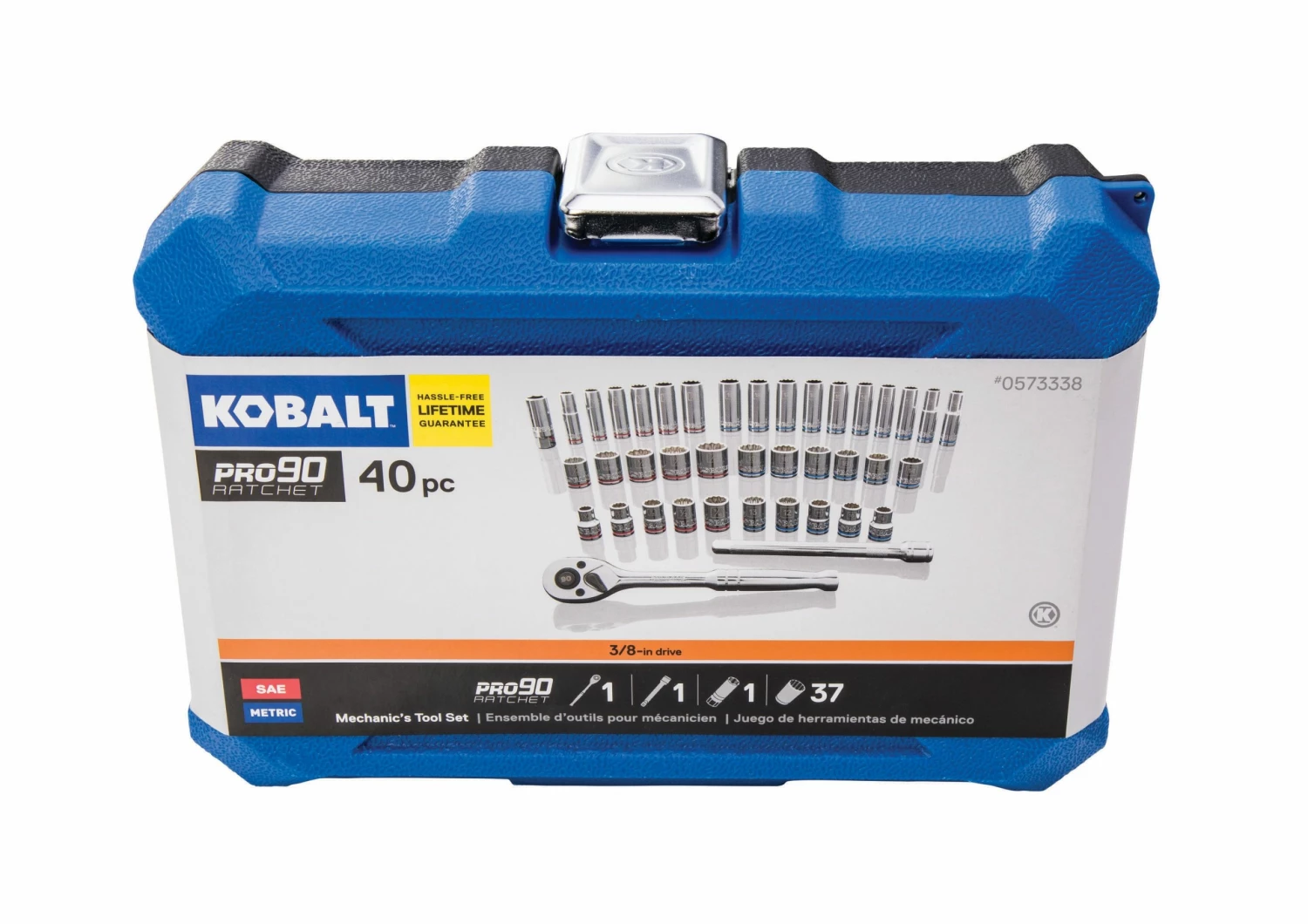 Kobalt Mechanics Tool Sets 40-Piece Standard (SAE) and Metric Combination Polished Chrome Mechanics Tool Set (3/8-in) 9 Kobalt Mechanics Tool Sets 40-Piece Standard (SAE) and Metric Combination Polished Chrome Mechanics Tool Set (3/8-in) - Image 9