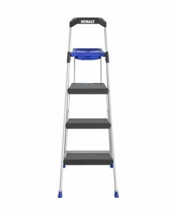 Kobalt Step Stools 3-Step 250-lb Capacity Gray Aluminum Foldable Step Stool