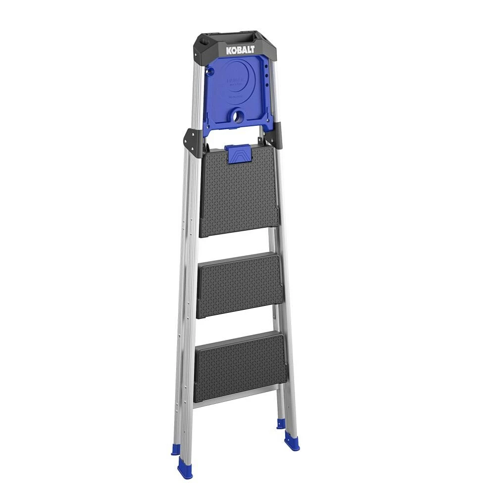 Kobalt Step Stools 3-Step 250-lb Capacity Gray Aluminum Foldable Step Stool 4 Kobalt Step Stools 3-Step 250-lb Capacity Gray Aluminum Foldable Step Stool - Image 4