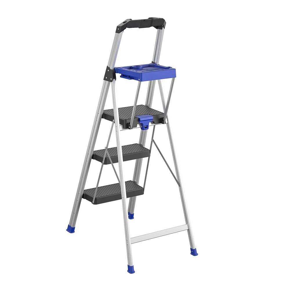 Kobalt Step Stools 3-Step 250-lb Capacity Gray Aluminum Foldable Step Stool 5 Kobalt Step Stools 3-Step 250-lb Capacity Gray Aluminum Foldable Step Stool - Image 5