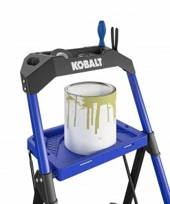 Kobalt Step Stools 3-Step 300-lb Capacity Black Steel Foldable Step Stool -Kobalt Sales Store 17788344