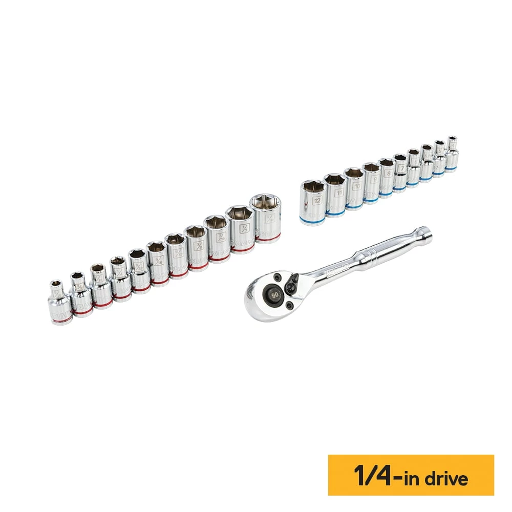 Kobalt Mechanics Tool Sets Centennial 100-Piece Standard (SAE) and Metric Combination Polished Chrome Mechanics Tool Set (1/4-in; 3/8-in) 3 Kobalt Mechanics Tool Sets Centennial 100-Piece Standard (SAE) and Metric Combination Polished Chrome Mechanics Tool Set (1/4-in; 3/8-in) - Image 3