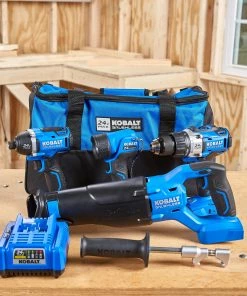 Kobalt Power Tool Combo Kits 4-Tool 24-Volt Max Brushless Power Tool Combo Kit with Soft Case (1-Battery Included and Charger Included) -Kobalt Sales Store 42096048