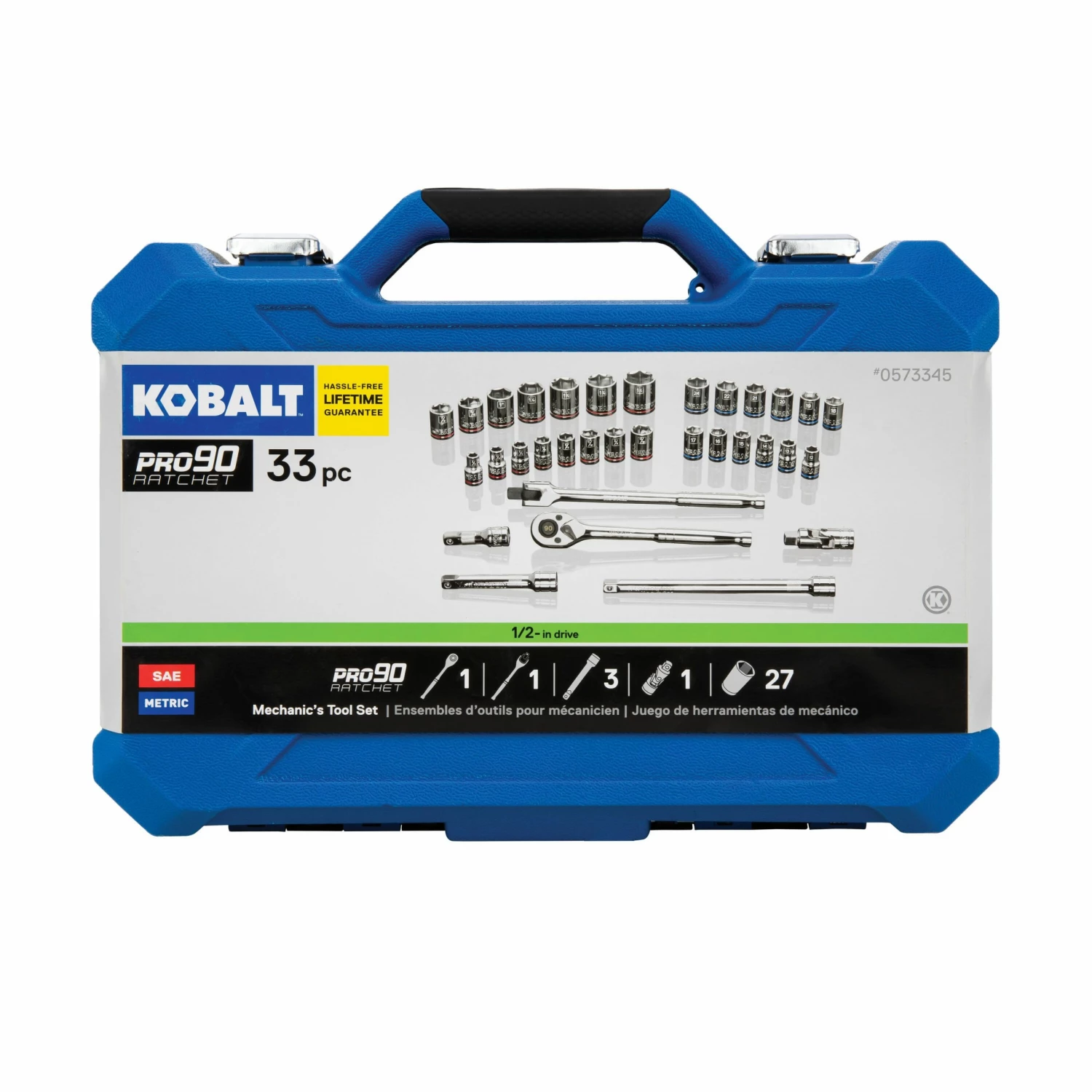 Kobalt Mechanics Tool Sets 33-Piece Standard (SAE) and Metric Combination Polished Chrome Mechanics Tool Set (1/2-in;) 7 Kobalt Mechanics Tool Sets 33-Piece Standard (SAE) and Metric Combination Polished Chrome Mechanics Tool Set (1/2-in;) - Image 7