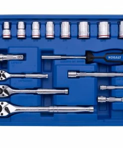 Kobalt Mechanics Tool Sets 250-Piece Standard (SAE) and Metric Combination Polished Chrome Mechanics Tool Set (1/4-in; 3/8-in) -Kobalt Sales Store 42702389 scaled