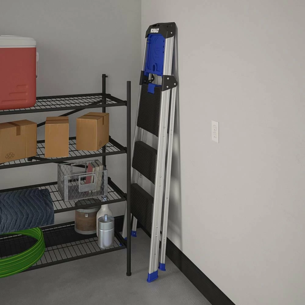 Kobalt Step Stools 3-Step 250-lb Capacity Gray Aluminum Foldable Step Stool 7 Kobalt Step Stools 3-Step 250-lb Capacity Gray Aluminum Foldable Step Stool - Image 7