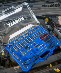 Kobalt Mechanics Tool Sets 135-Piece Standard (SAE) and Metric Combination Polished Chrome Mechanics Tool Set (1/4-in; 3/8-in) -Kobalt Sales Store 44317392 scaled