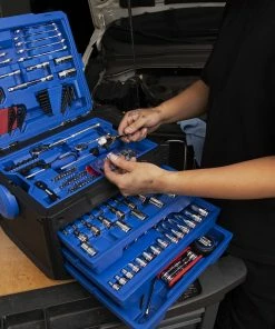 Kobalt Mechanics Tool Sets 243-Piece Standard (SAE) and Metric Combination Polished Chrome Mechanics Tool Set (1/4-in; 3/8-in) -Kobalt Sales Store 44474240 scaled