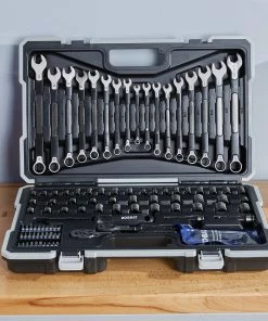 Kobalt Mechanics Tool Sets Universal 115-Piece Standard (SAE) and Metric Combination Matte Mechanics Tool Set (1/4-in; 3/8-in) -Kobalt Sales Store 45373527